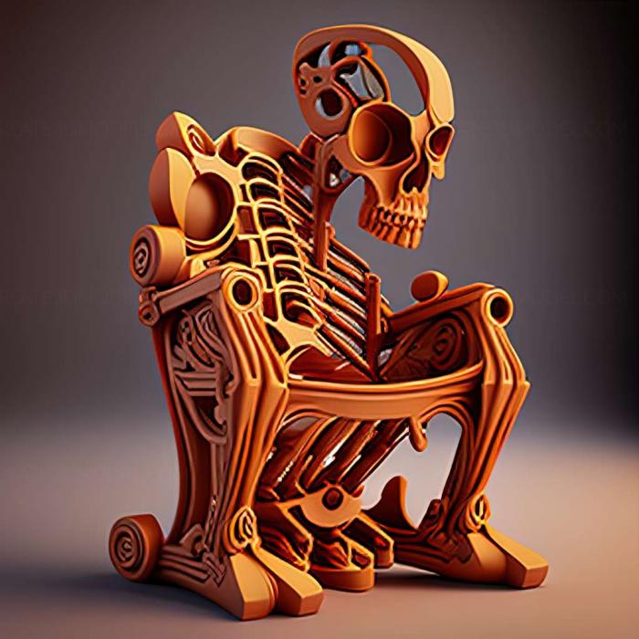 نموذج ثلاثي الأبعاد لآلة CNC أثاث كرسي العظام